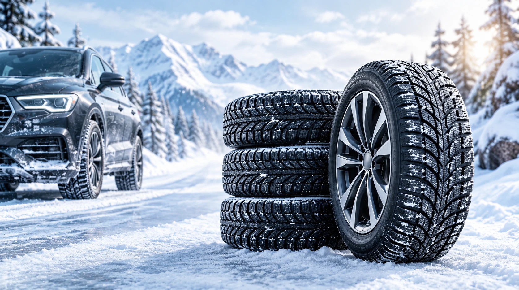 Vehicle undergoing wheel alignment